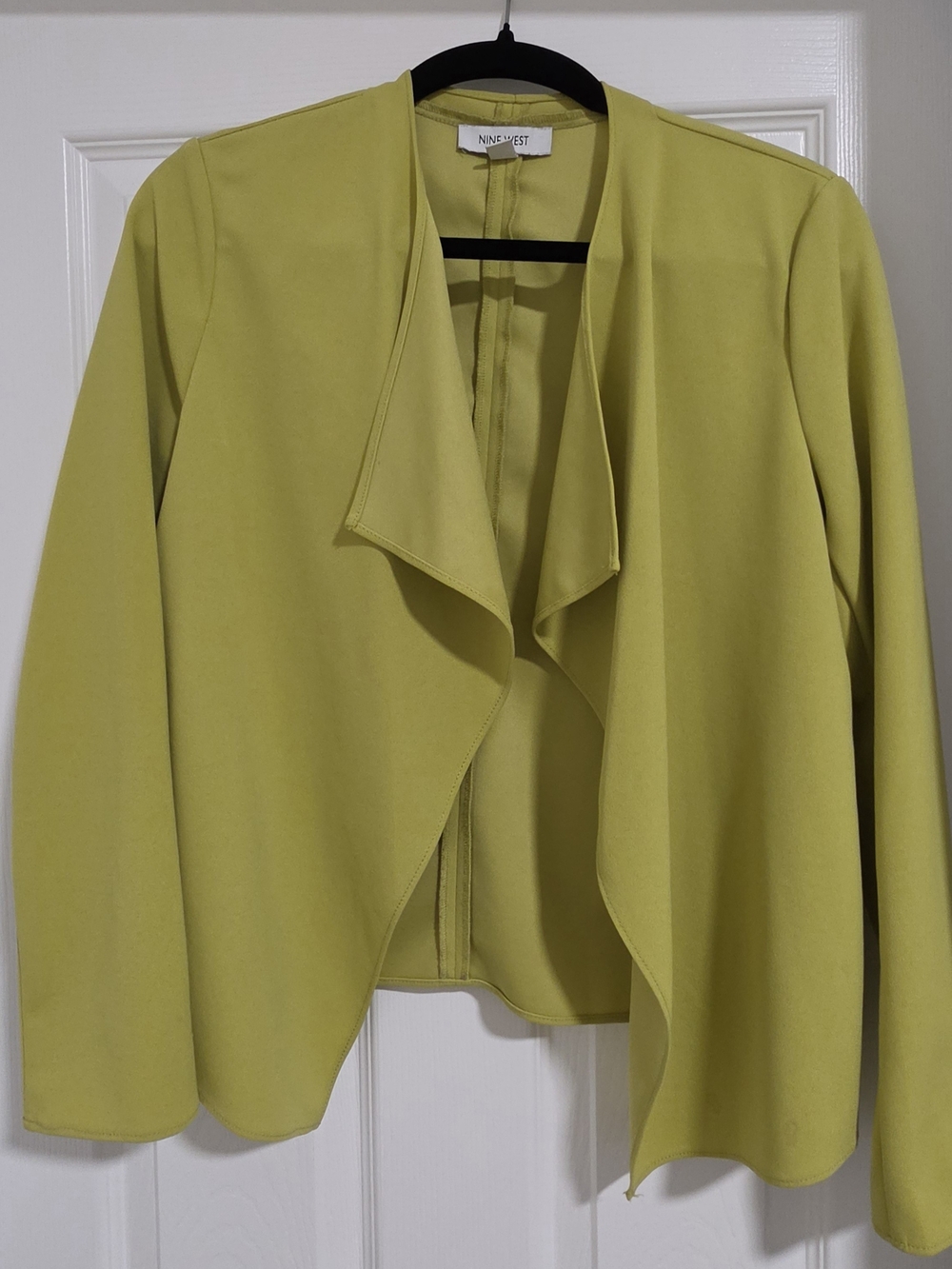 Nine West Lime-Chartreuse Draped Open-Front Blazer